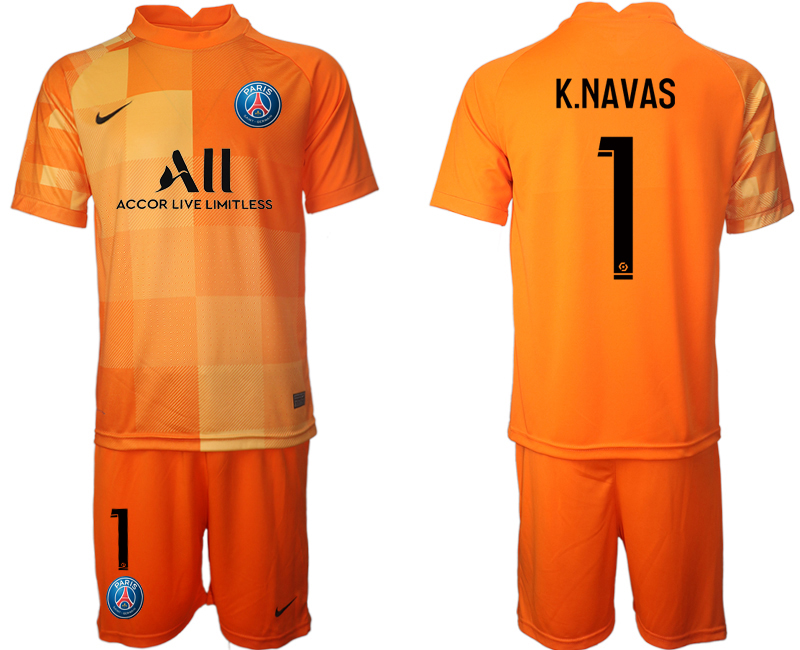 Men 2021-2022 Club Paris St German orange red goalkeeper #1 Soccer Jersey->paris st german jersey->Soccer Club Jersey
